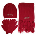 Knitted Winter Set w/ Beanie, Gloves & Scarf